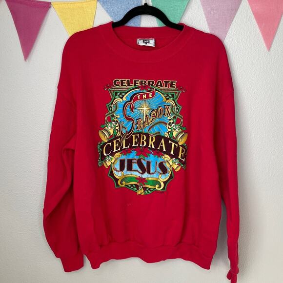 Vintage 1994 Christmas Jesus Red Sweatshirt | L - Picture 1 of 5